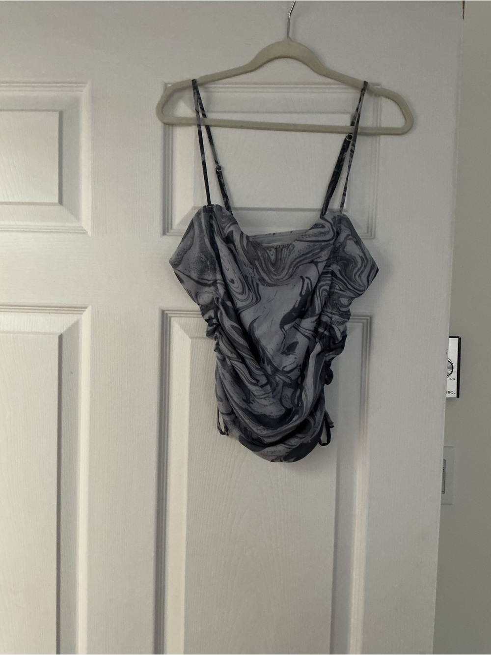 Urban Outfitters Gray Marble-Print Cowl Ruched Camisole